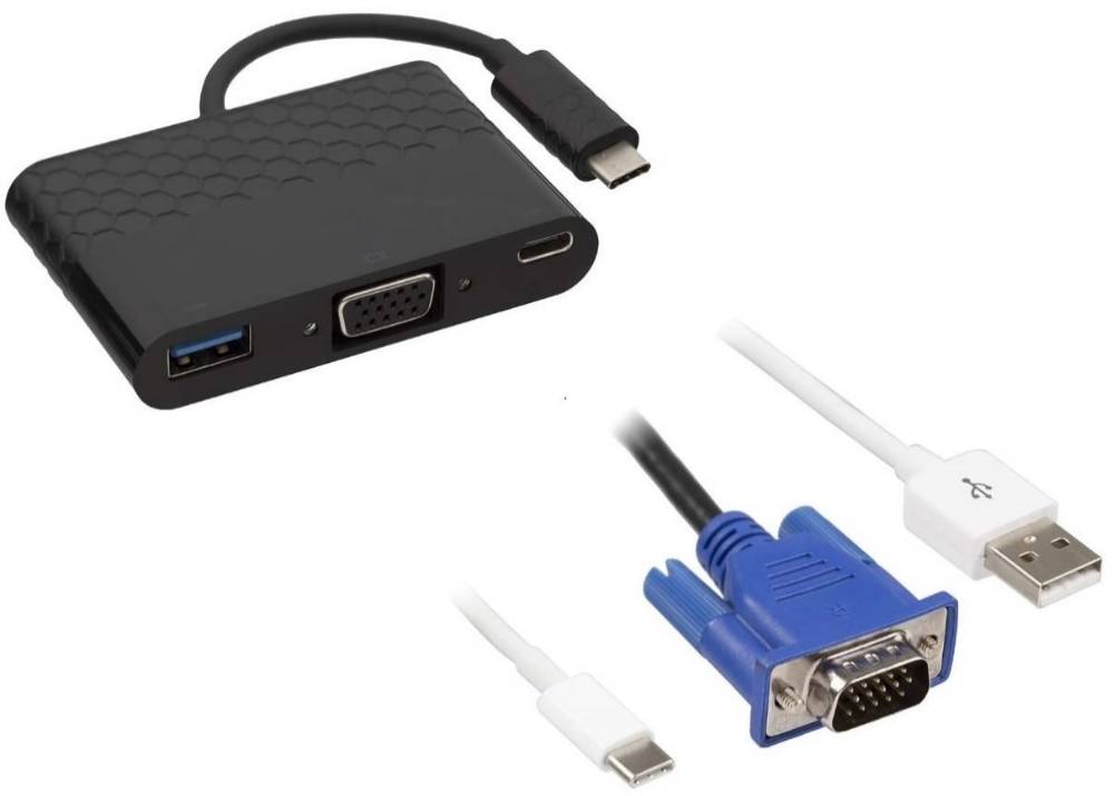Adaptor multiport USB-C 3.1 - VGA + USB-C 2.0 + USB-A 3.0, Kit CVGAUSBADP Negru 3