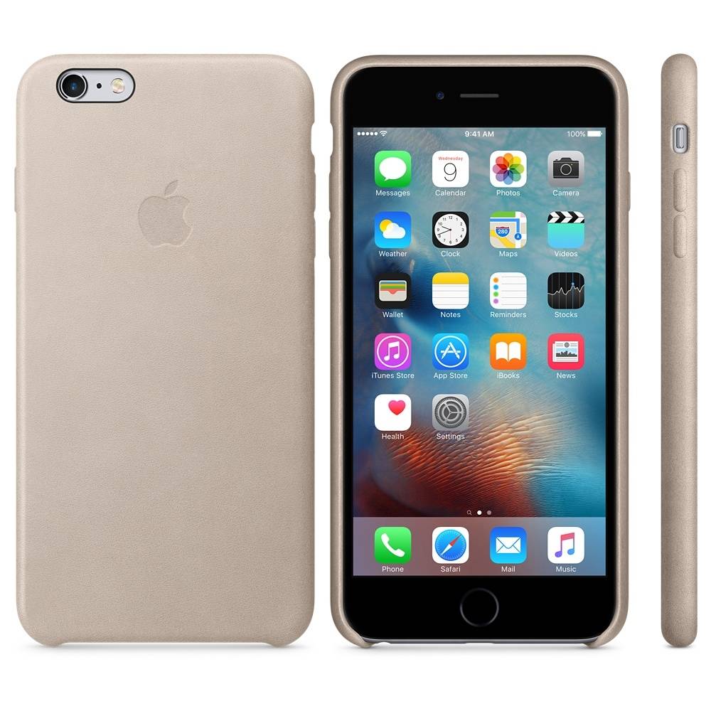 Capac protectie spate Apple Leather Case Premium Rose Gray pentru iPhone 6s Plus, MKXE2ZM A