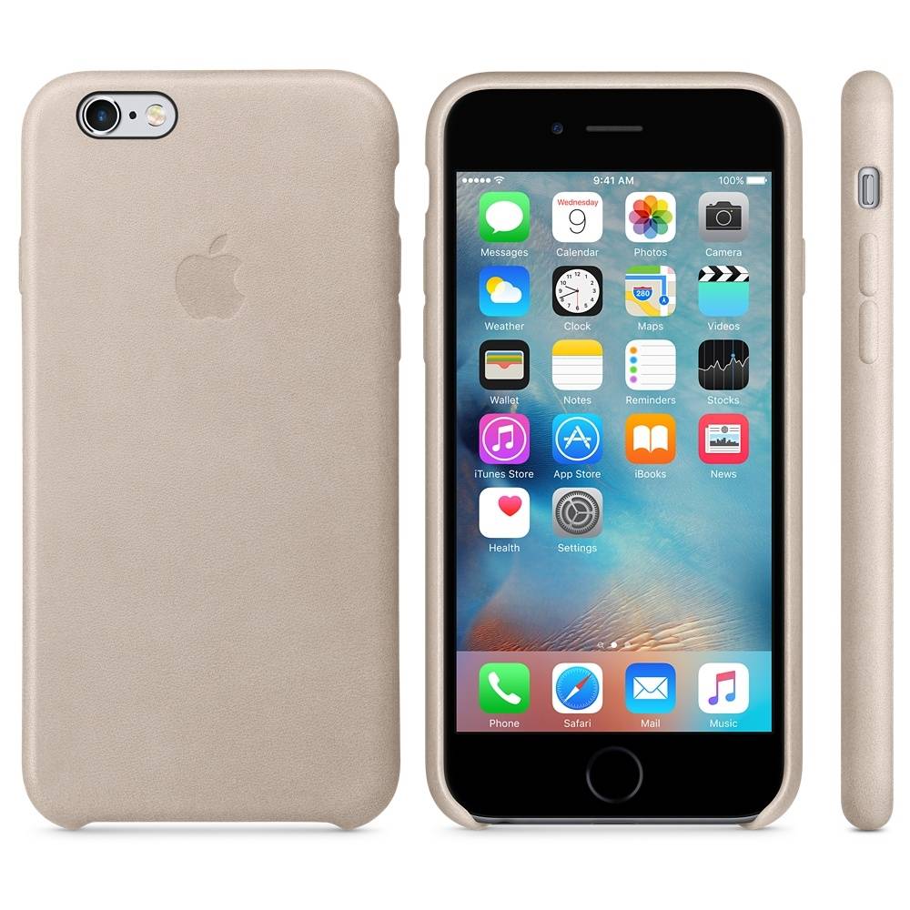 Capac protectie spate Apple Leather Case Premium Rose Gray pentru iPhone 6s, MKXV2ZM A