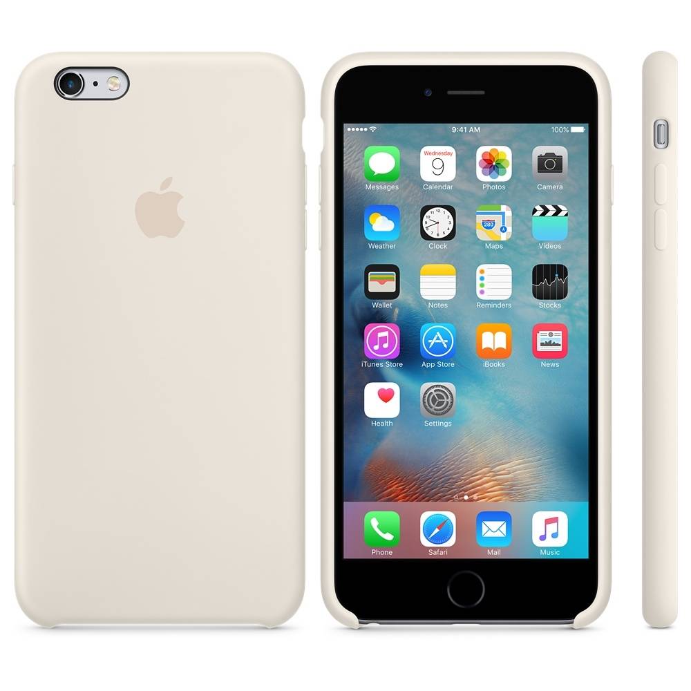 Capac protectie spate Apple Silicone Case Antique White pentru iPhone 6s Plus, MLD22ZM A