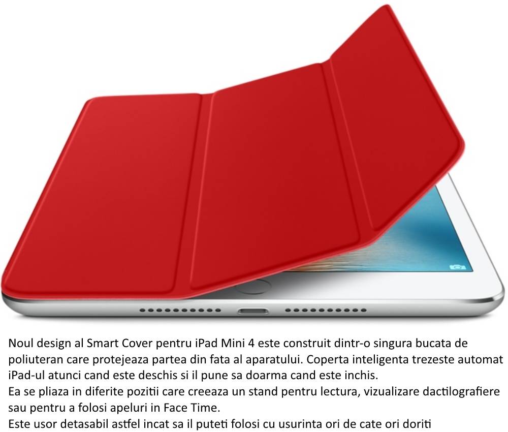 Husa Stand Apple Smart Cover pentru iPad mini 4, MKLY2ZM A (PRODUCT)Red