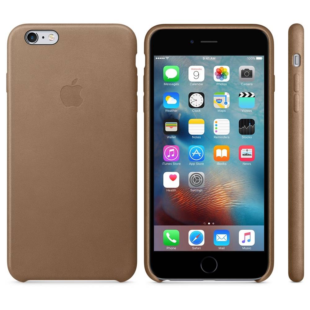 Capac protectie spate Apple Leather Case Premium Brown pentru iPhone 6s Plus, MKX92ZM A