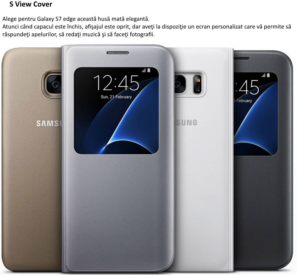 Husa S View Black pentru Samsung Galaxy S7 Edge (G935)
