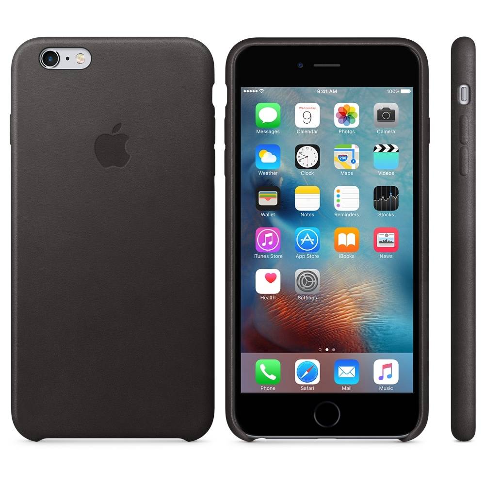 Capac protectie spate Apple Leather Case Premium Black pentru iPhone 6s Plus, MKXF2ZM A