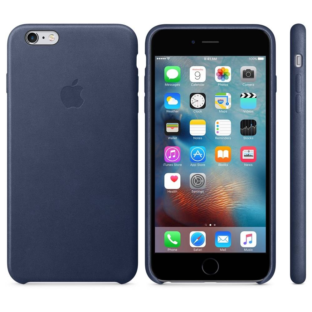 Capac protectie spate Apple Leather Case Premium Midnight Blue pentru iPhone 6s Plus, MKXD2ZM A