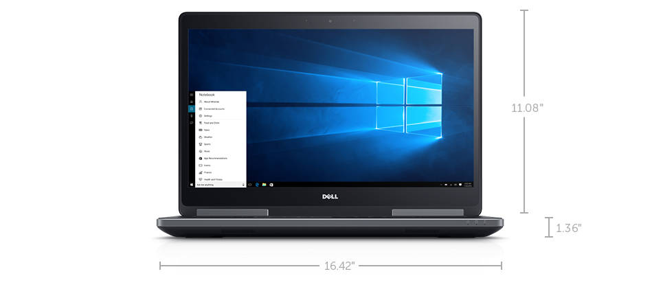 Noua Dell Precision 15 seria 7000 (7710) – dimensiuni şi greutate (cu ecran netactil)