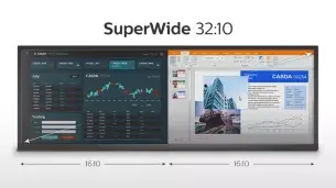 Ecran SuperWide 32:10 conceput pentru a înlocui configuraţiile cu mai multe ecrane