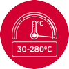 Interval de temperatură extins: 30 °C - 280 °C