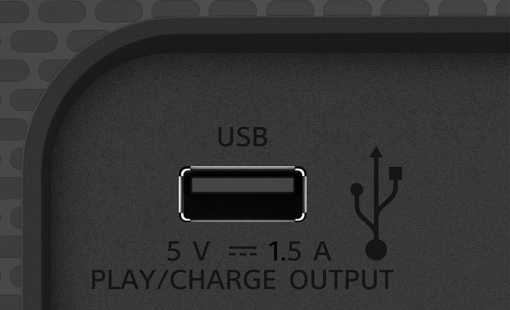 Imagine prim-plan cu optiunea de conectare prin USB a boxei wireless SRS-XV900