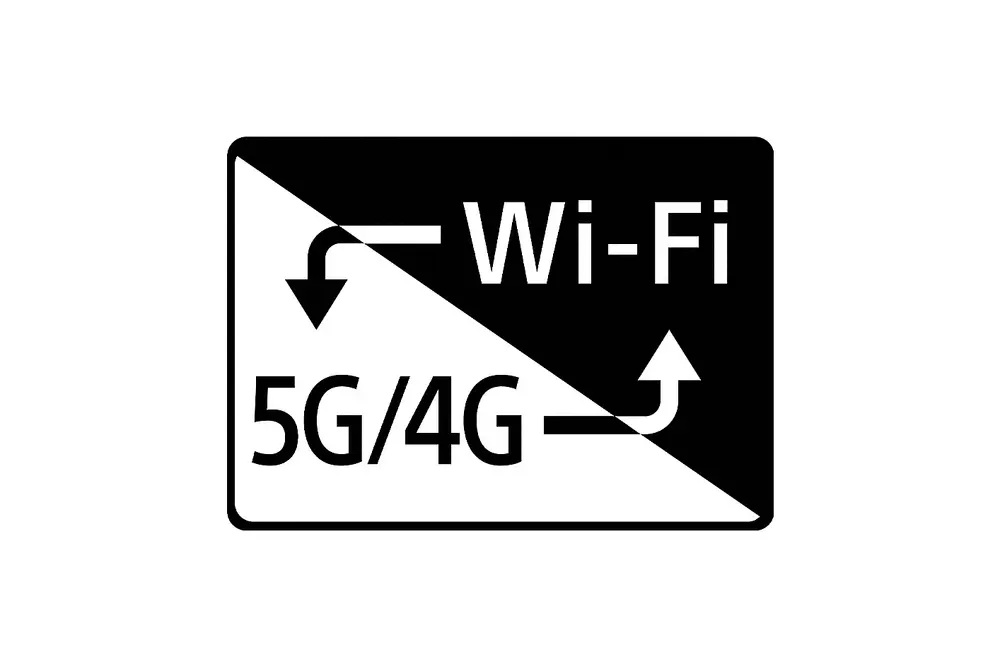 Imagine cu Wi-Fi si 5G/4G cu sageti dintr-o parte in alta in mod repetat